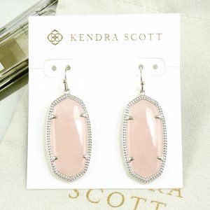 Kendra Scott Elle Earrings Rose Quartz Silver Pink